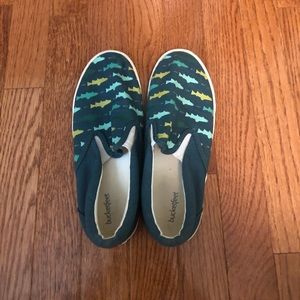 Blue shark slip on sneakers